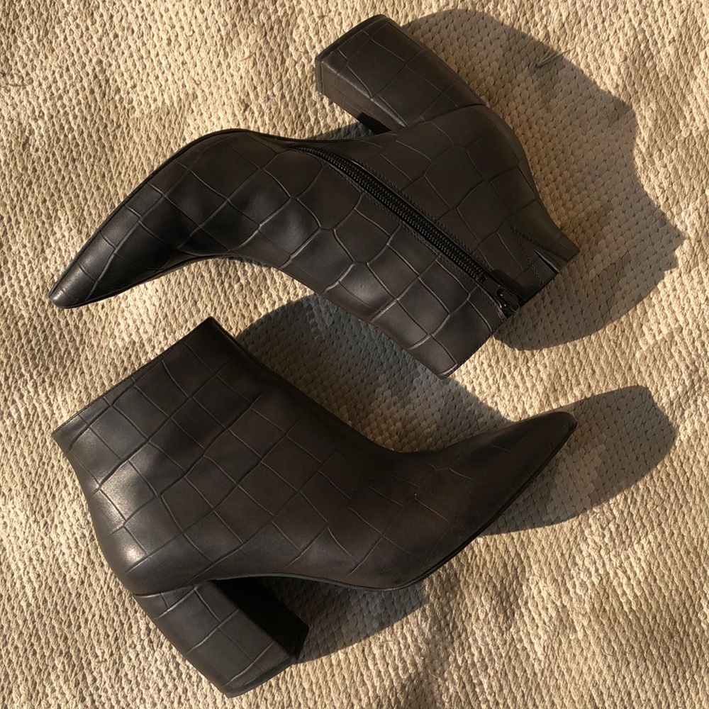 JEFFREY CAMPBELL | Final Booty Black Leather Crocodile Lizard Boot size 8